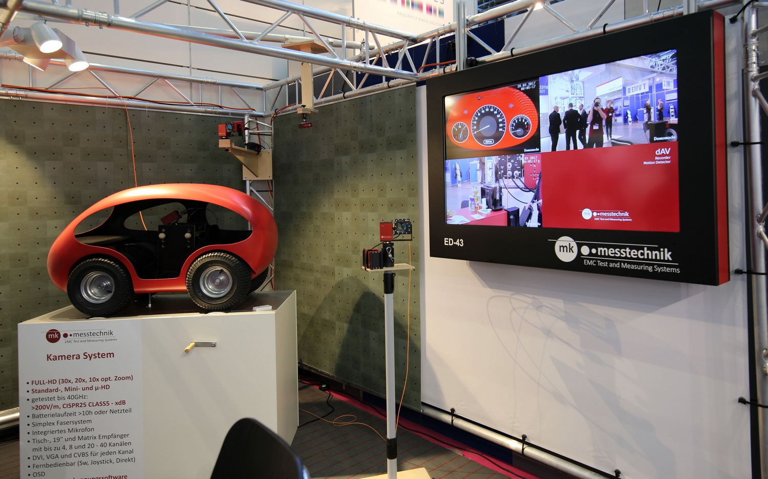 A car on the rolling test bench